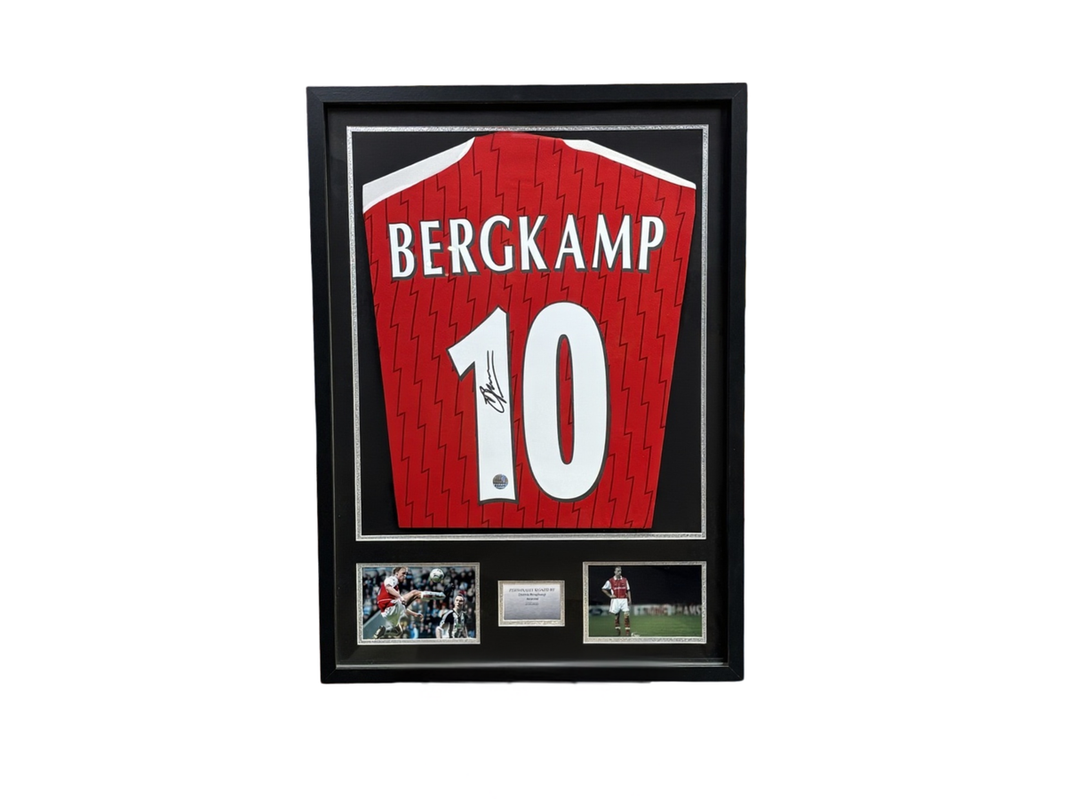 Voetbal Memorabilia - Bergkamp  Framed Signed Shirt Arsenal