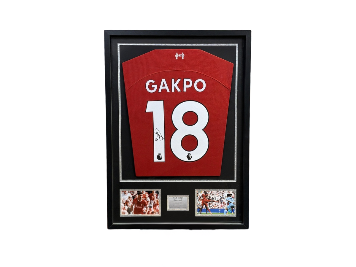Voetbal Memorabilia- Gakpo Framed Signed Shirt Liverpool