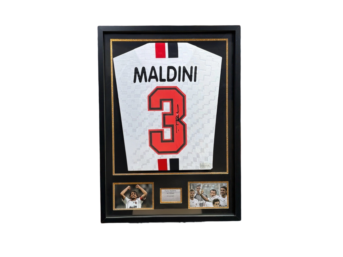 Voetbal Memorabilia - Maldini Framed Signed Shirt AC Milan
